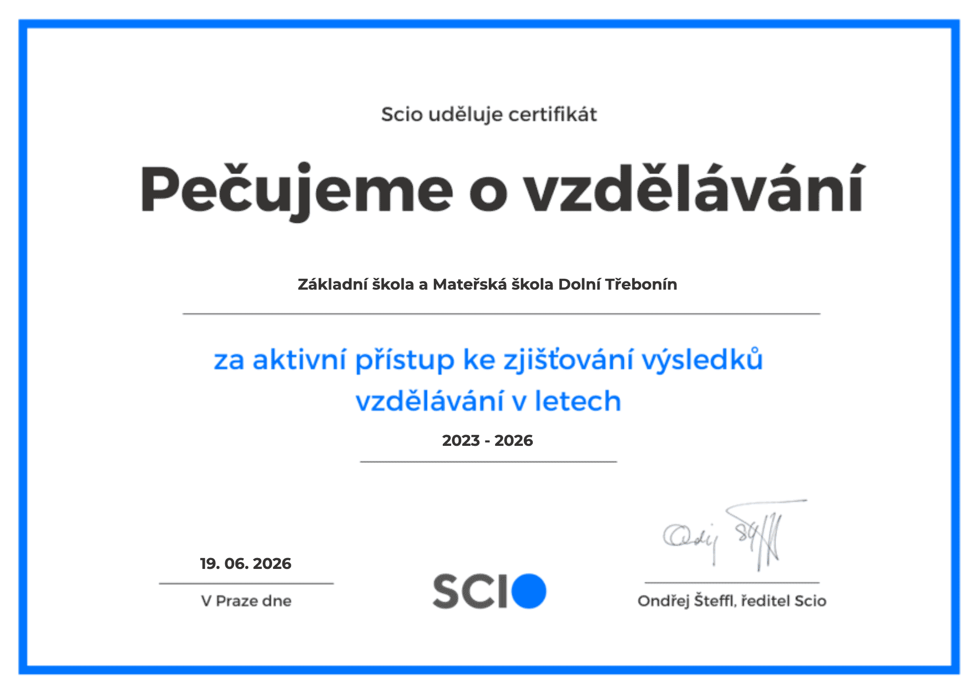 Ocenění společnosti Scio 2026