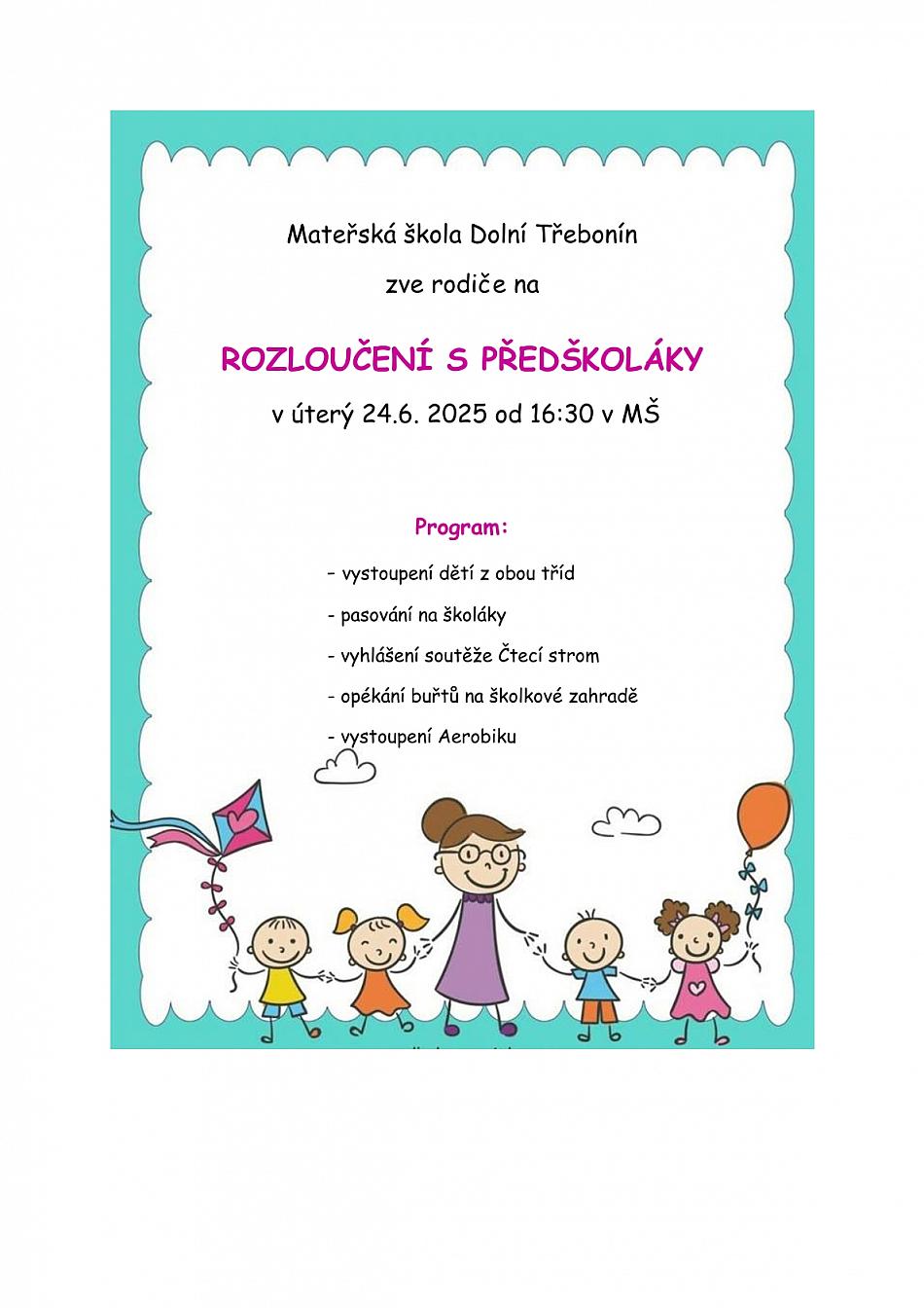Rozloučení s předškoláky 24.6.2025