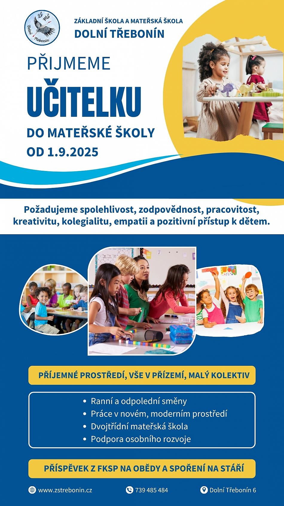 Inzerát Učitelka MŠ 1.9.2025